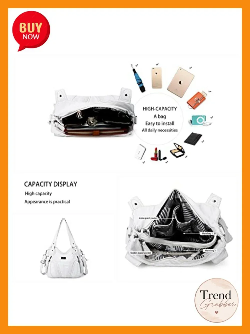 Washed PU Leather Tote Bag Shoulder Crossbody Hobo Purses